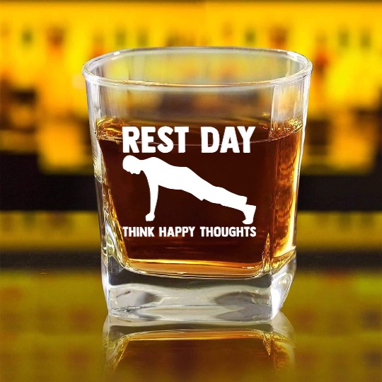 Rest Day Thoughts For A Gym Muscle Workout Lover Square Whiskey Glasses