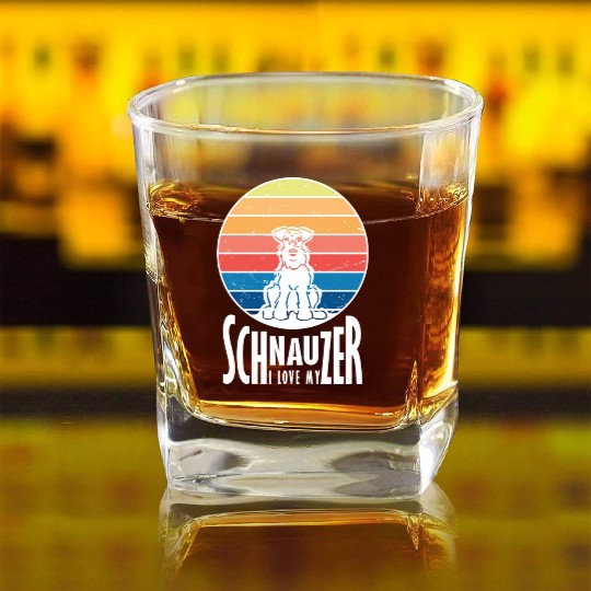 Schnauzer Love Square Whiskey Glasses