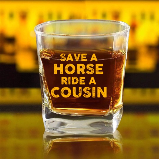 Cousin Adventure Save Horse Ride A Cousin Square Whiskey Glasses