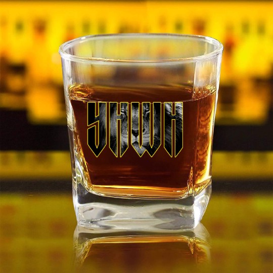 YHWH Yahweh Lion Christian Square Whiskey Glasses