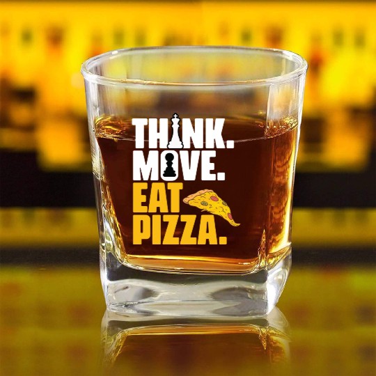 Funny Board Game Grandmaster For A Pizza Lover Square Whiskey Glasses
