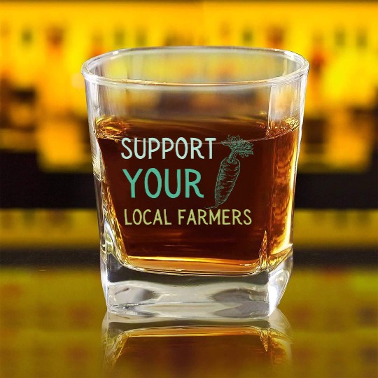 Support Local Farmers Carrot Square Whiskey Glasses