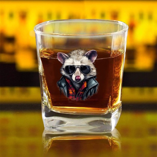 Street Survivor: Urban Opossum Vibes | Opossum Lov Square Whiskey Glasses