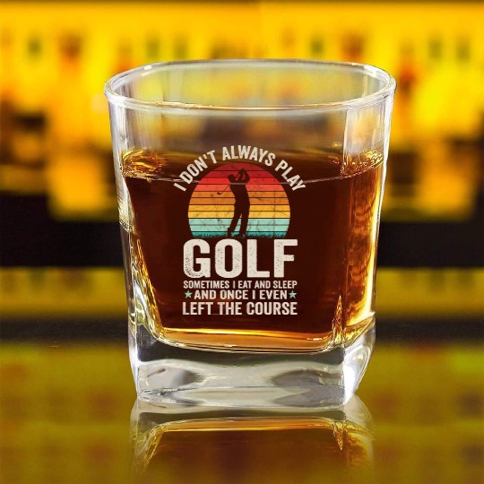 Fathers Day Gifts For Golf Dad Funny Golf Meme Square Whiskey Glasses
