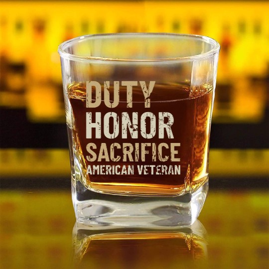 American Veteran | US Veteran | Military Veteran Square Whiskey Glasses