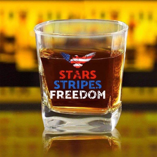 American Veteran | US Veteran | Military Veteran Square Whiskey Glasses