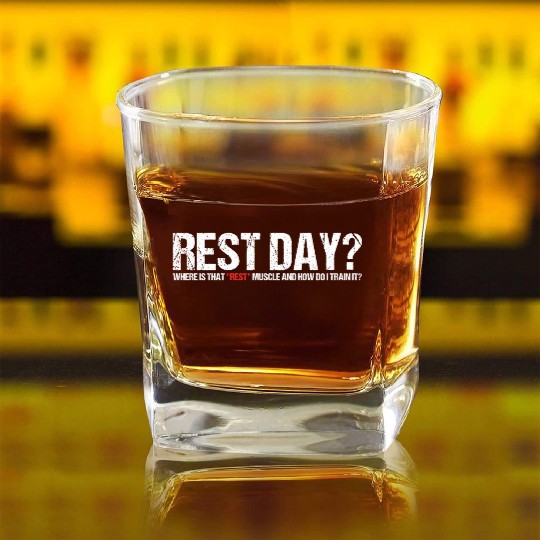 Rest Day A Workout Muscle Humor For A Gym Lover Square Whiskey Glasses