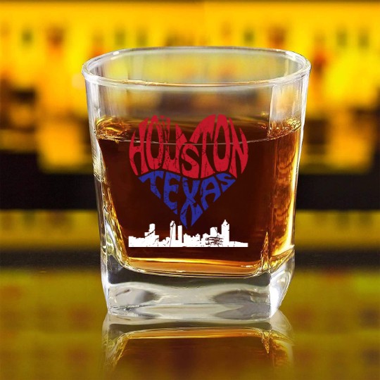 Houston Texas Pride Embrace the Spirit Square Whiskey Glasses