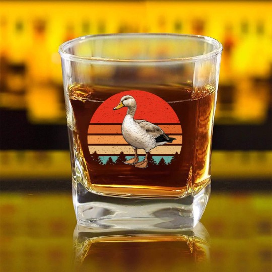 Retro Vintage Duck sunset Farm Animal Duck Lover Square Whiskey Glasses