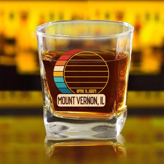 Total Solar Eclipse Illinois Mount Vernon EclipseM Square Whiskey Glasses