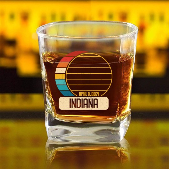 Total Solar Eclipse Indiana April 28 2024 Eclipse Square Whiskey Glasses