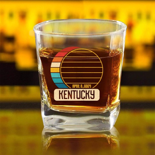 Total Solar Eclipse Kentucky April 28 2024 Eclipse Square Whiskey Glasses
