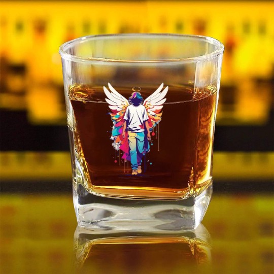 Angel with no face Square Whiskey Glasses