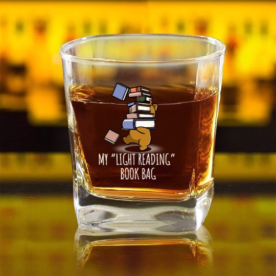 My Light Reading Book Funny Tote Bag Square Whiskey Glasses