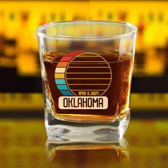Total Solar Eclipse Oklahoma April 28 2024 Eclipse Square Whiskey Glasses