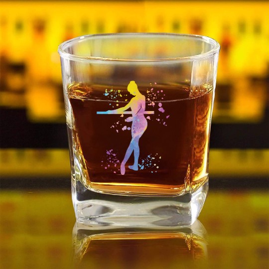 Ballet Dancer Colorsplash Ballerina Square Whiskey Glasses