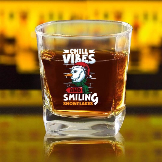 Funny Snowman Season Winter Christmas Snowman Joy Square Whiskey Glasses