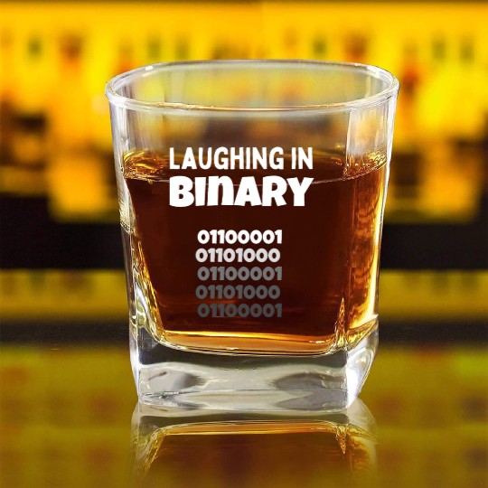 Laughing in Binary - Programmer and nerd design Square Whiskey Glasses