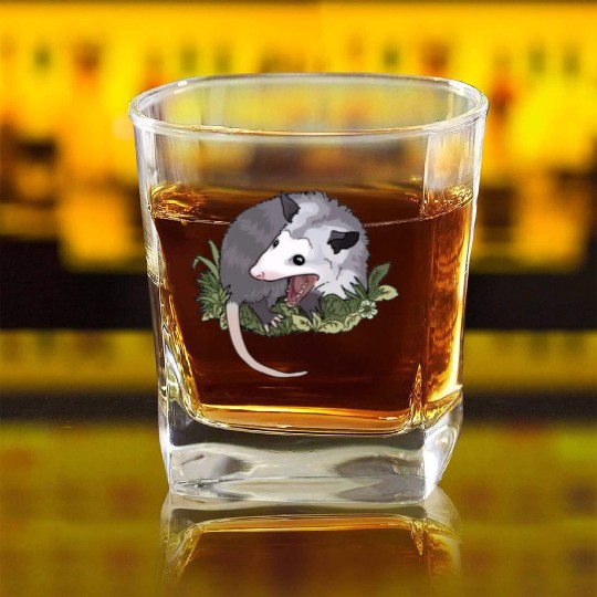 Screaming possum, Funny Animal Square Whiskey Glasses