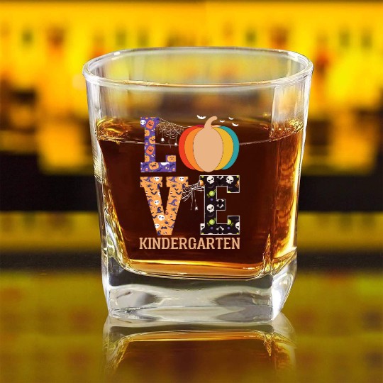 Love Pumpkin Candy Corn Halloween Love Costume Men Square Whiskey Glasses