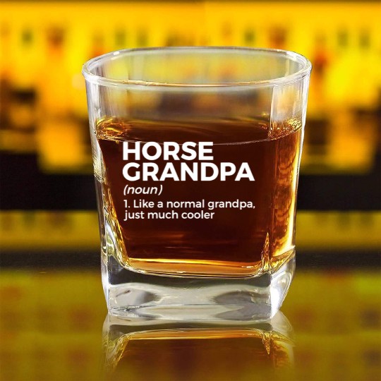 womens horse grandpa definition horse lover v neck Square Whiskey Glasses