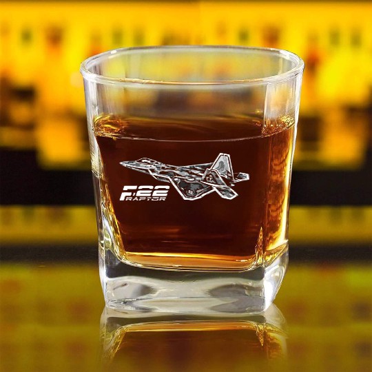 F 22 RAPTOR Square Whiskey Glasses