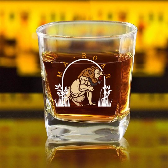 Passover Maror Square Whiskey Glasses, Ma-Roar Lion Of Judah