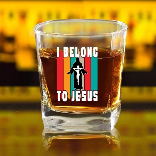 I Belong To Jesus Love Jesus Christian Christmas Square Whiskey Glasses