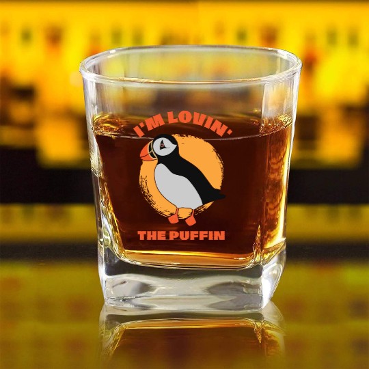 Lovin The Puffin Bird Lover Puffins Square Whiskey Glasses