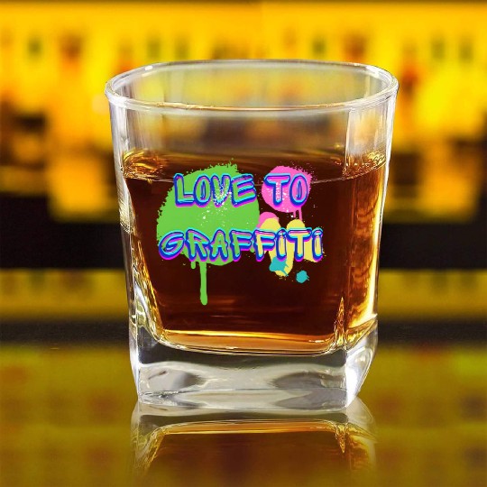 Love to graffiti, street art Square Whiskey Glasses