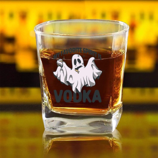 My Favorite Spirit Is Vodka Halloween Vodka Ghost Square Whiskey Glasses