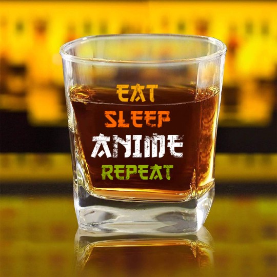 Eat Sleep Anime Repeat Japanese Ga Japan Square Whiskey Glasses