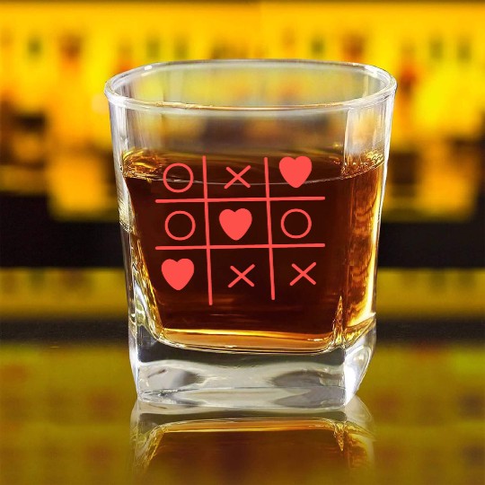 Cool Valentine s Day Criss Cross Heart Square Whiskey Glasses