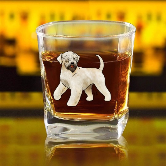 Dog Soft Coated Wheaten Terrier Irish Cream Square Whiskey Glasses