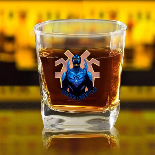 Blue Beetle Square Whiskey Glasses
