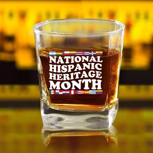 Hispanic Heritage Month National Latino Countries Square Whiskey Glasses