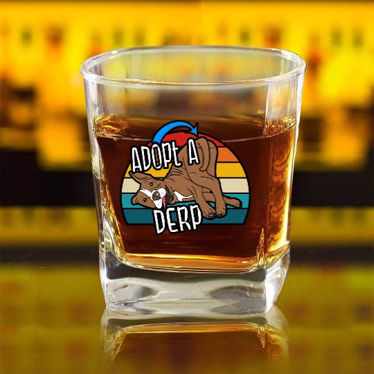 Pit Bull Lover Adopt A Derp Dog Rescue Square Whiskey Glasses