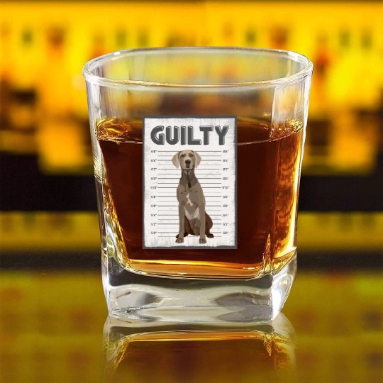 Guilty Weimaraner Mug Shot Square Whiskey Glasses