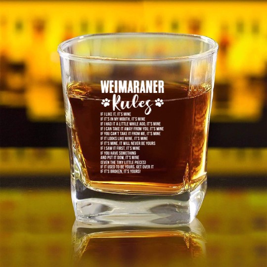 Weimaraner Rules Square Whiskey Glasses