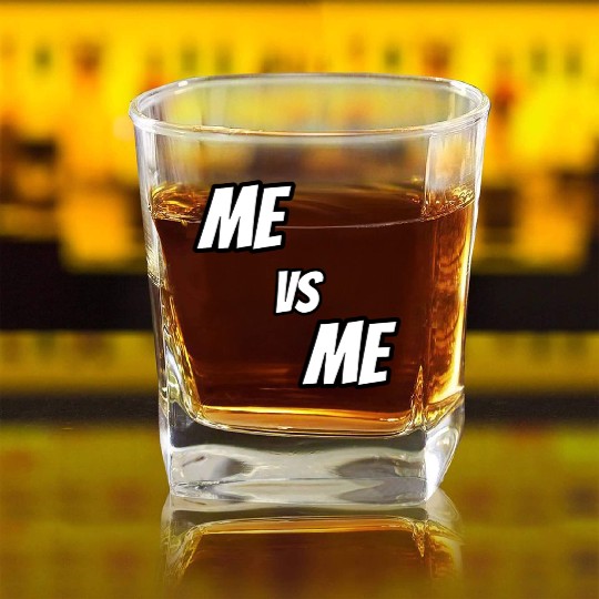 Me vs Me (white) Square Whiskey Glasses