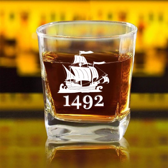 Columbus Day 1492 Christopher Kolumbus Square Whiskey Glasses
