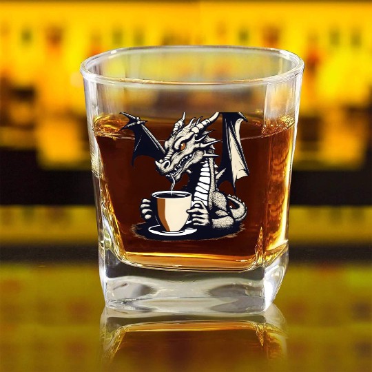 Angry Dragon Coffee Square Whiskey Glasses