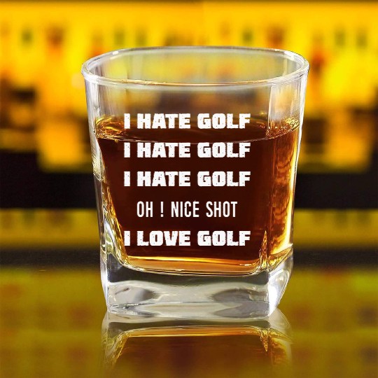 I Hate Golf I Love Golf Square Whiskey Glasses