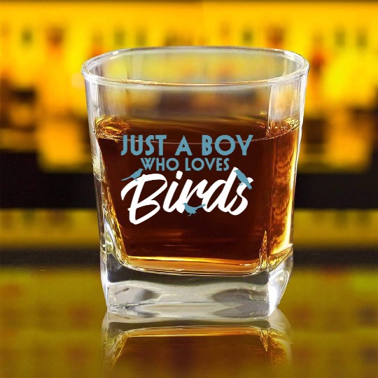 Bird Budgie Boy Avian Love Robin Heron Hummingbird Square Whiskey Glasses