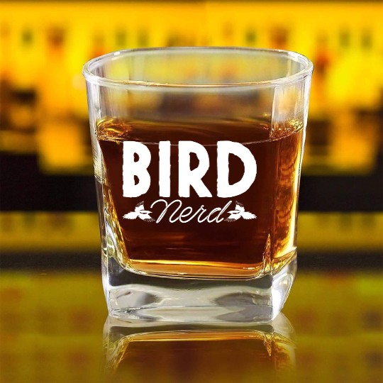 Bird Nerd Joke Birds Lover Budgie Parrot Heron Square Whiskey Glasses