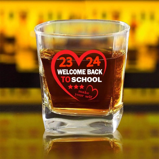 welcome back to school Square Whiskey Glasses