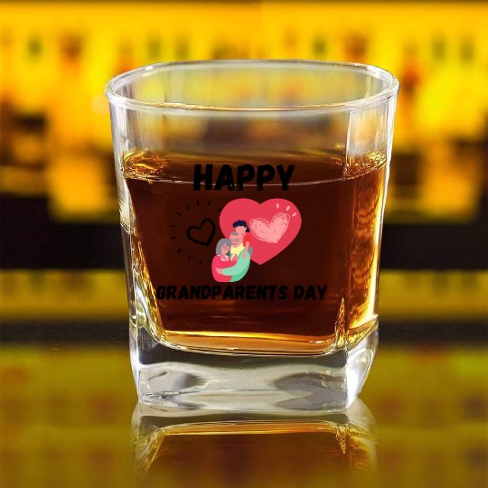 Happy Grandparents Day Square Whiskey Glasses