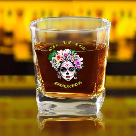 flower girl - day of the dead Square Whiskey Glasses