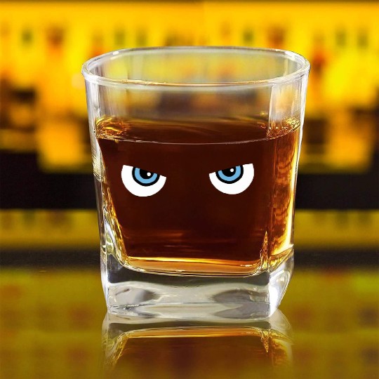 Black Cat Blue Eyes | Halloween Gift For Cat Lover Square Whiskey Glasses