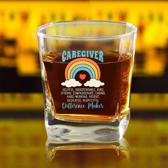 Caregiving Caregiver Helpful Independent Caregiver Square Whiskey Glasses